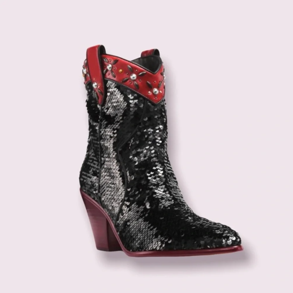 Coach Western Sequin Embellished Bootie